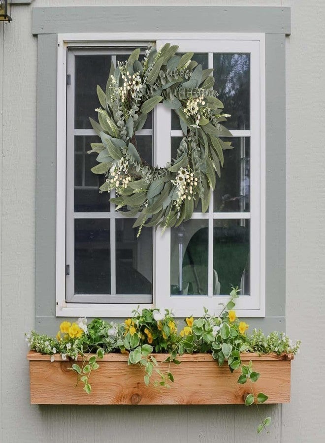 Zmtyykh 26" Wreath for Front Door,Large Eucalyptus Spring Wreath,Artificial Greenery Summer Wreath with White Berries Flowers for Outdoor Indoor Window Porch Farmhouse Holiday Home Seasonal Decor - Image 3