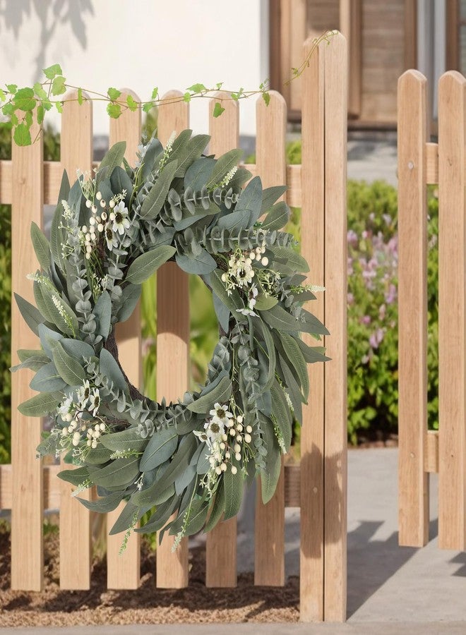 Zmtyykh 26" Wreath for Front Door,Large Eucalyptus Spring Wreath,Artificial Greenery Summer Wreath with White Berries Flowers for Outdoor Indoor Window Porch Farmhouse Holiday Home Seasonal Decor - Image 5