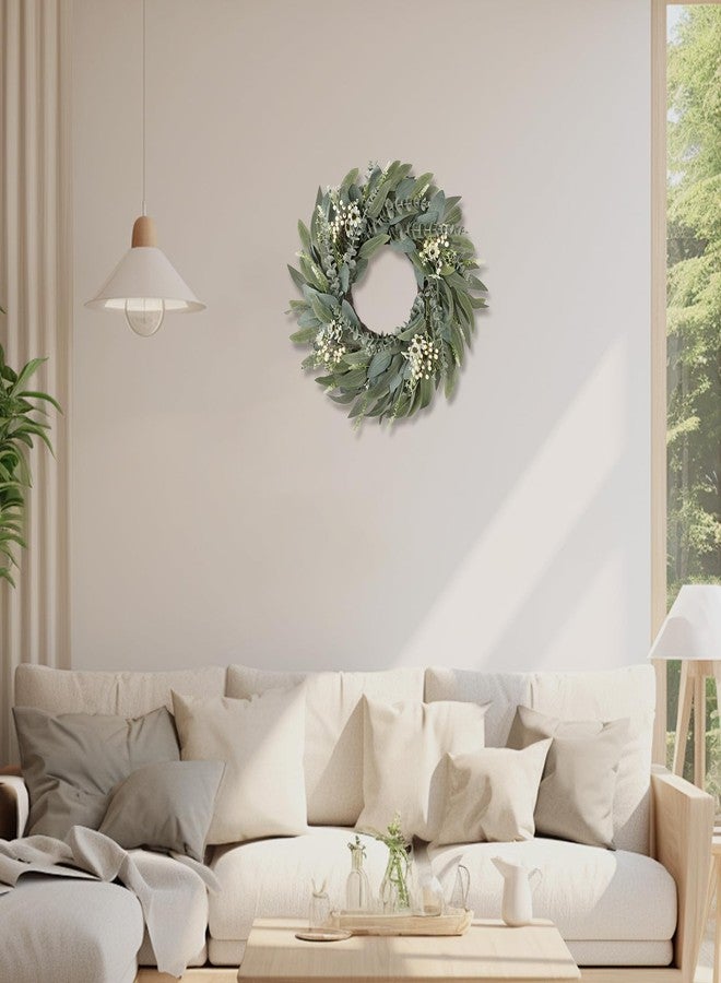 Zmtyykh 26" Wreath for Front Door,Large Eucalyptus Spring Wreath,Artificial Greenery Summer Wreath with White Berries Flowers for Outdoor Indoor Window Porch Farmhouse Holiday Home Seasonal Decor - Image 4