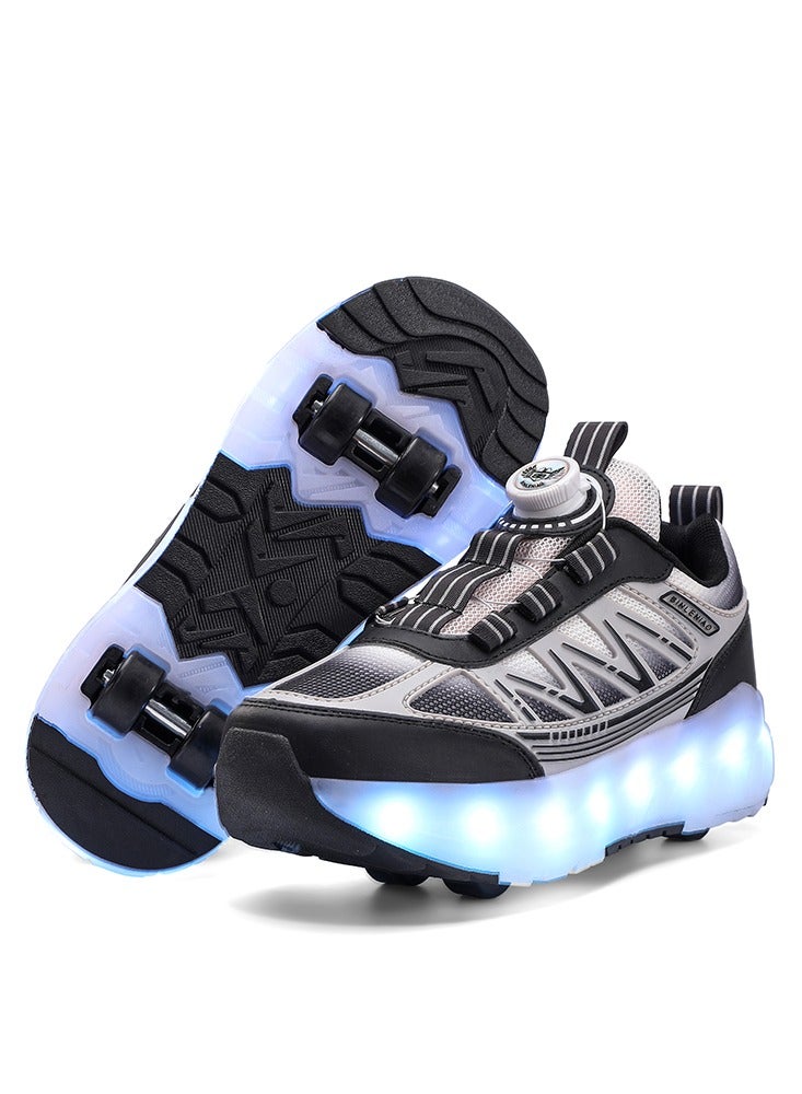 Loquat Roller Skates 4 Wheels Shoes for Kids New Upgrade Skates Sneakers LED Light Up Rechargeable Sport Sneaker for Boys Girls Beginner More Balanced - Image 1