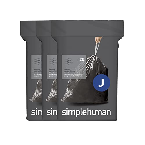 simplehuman Code J 60 Count, Genuine Odorsorb Custom Fit Liners, Drawstring Odor Absorbing Trash Bags in Dispenser Packs, 30-45 Liter / 8-12 Gallon - Image 1