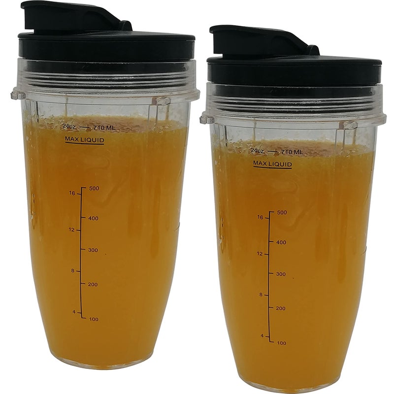 WuYan Replacement 24ozCup with spout lidCompatible with Nutri Ninja Pro Series bl450 Compatible with nutri ninja AutoIQ blender seriesCompatible with Ninja Chef HighSpeed Blender2 24oz cup with lid