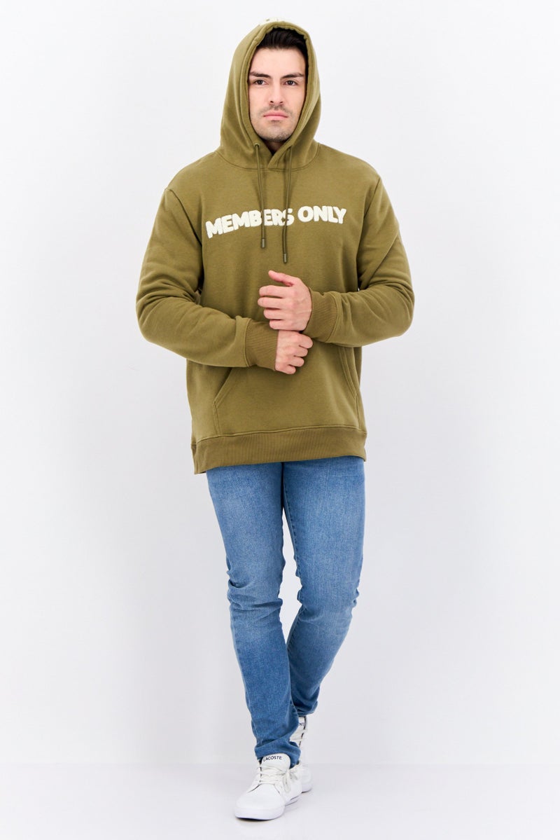 MEMBERS ONLY Men Hooded Embroidered Logo Long Sleeves Sweatshirt, Olive - Image 4