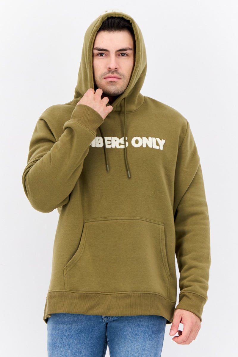 MEMBERS ONLY Men Hooded Embroidered Logo Long Sleeves Sweatshirt, Olive - Image 1