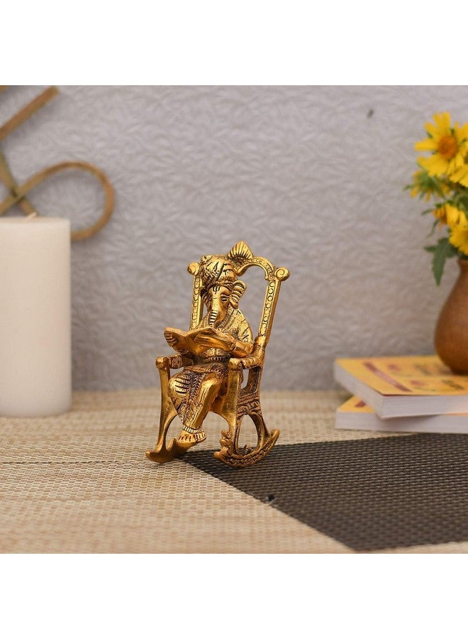 Collectible India Ganesh Idol Murti for Home Decor Lord Ganesha Reading Ramayana Statue God Ganesh Ganpati Sculpture Home Office Gifts Decor - Image 2