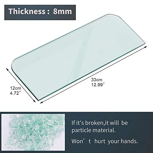 BESy رف زجاجي للحمام BESy مع قضيب ومعلق للمنشفة، مثبت على الحائط مع براغي، رف تخزين من الفولاذ المقاوم للصدأ SUS304، قاعدة مربعة، تشطيب نيكل مصقول - Image 5