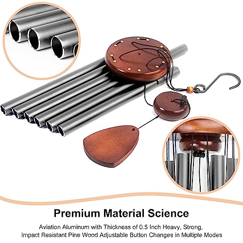 Bursvik Large Aluminium Wind Chimes 37 Inches to Create a Zen Atmosphere Suitable for Outdoor, Garden, Patio Decoration. Classic Wind Chimes with Wind Catcher Suitable as A Gift for Unisex,Silver Grey - Image 3
