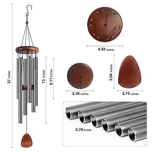 Bursvik Large Aluminium Wind Chimes 37 Inches to Create a Zen Atmosphere Suitable for Outdoor, Garden, Patio Decoration. Classic Wind Chimes with Wind Catcher Suitable as A Gift for Unisex,Silver Grey - Image 2