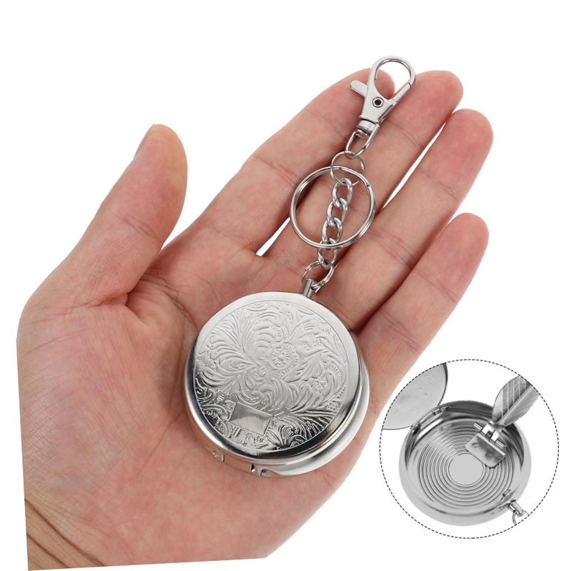 Portable Mini Windproof Stainless Steel Ashtray With Lid And Keychain For Car Outdoor Use - Image 5