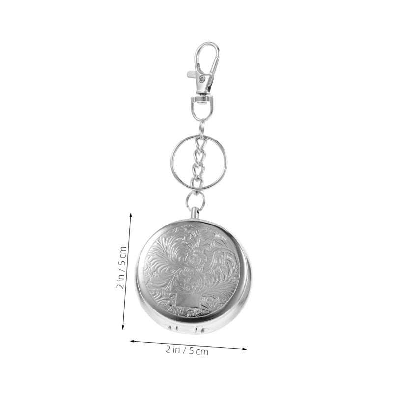 Portable Mini Windproof Stainless Steel Ashtray With Lid And Keychain For Car Outdoor Use - Image 3