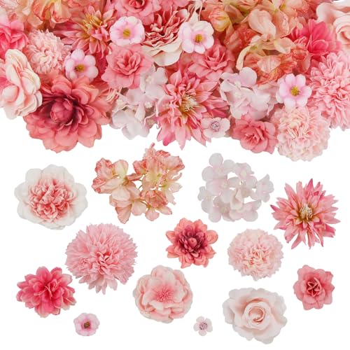CITYES 50 Pcs Artificial Flowers Heads Faux Daisy Flower Garland Heads Pink Small Fake Peony Rose Flowers Bulk Mini Silk Daisy Flower for Craft Wedding Party DIY Wreath Graduation Cap Home Decoration - Image 1