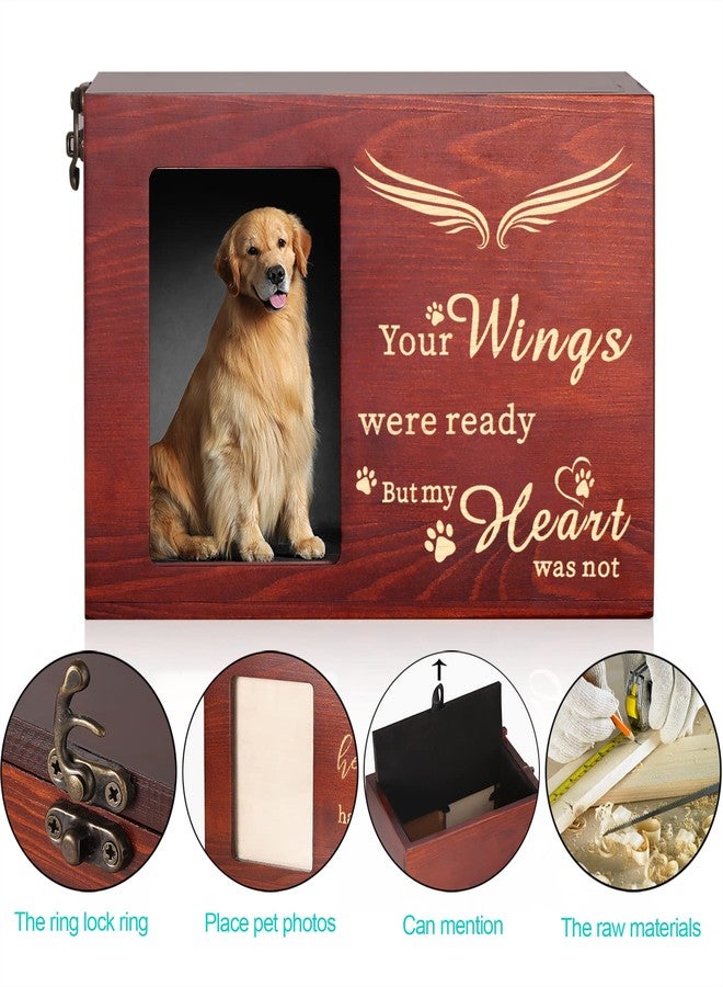DGDCDV Pet Memorial Urns for Dog or Cat Ashes, Large Wooden Funeral Cremation Urns with Photo Frame, Keepsake Memory Box with Black Flannel Lining - Image 3