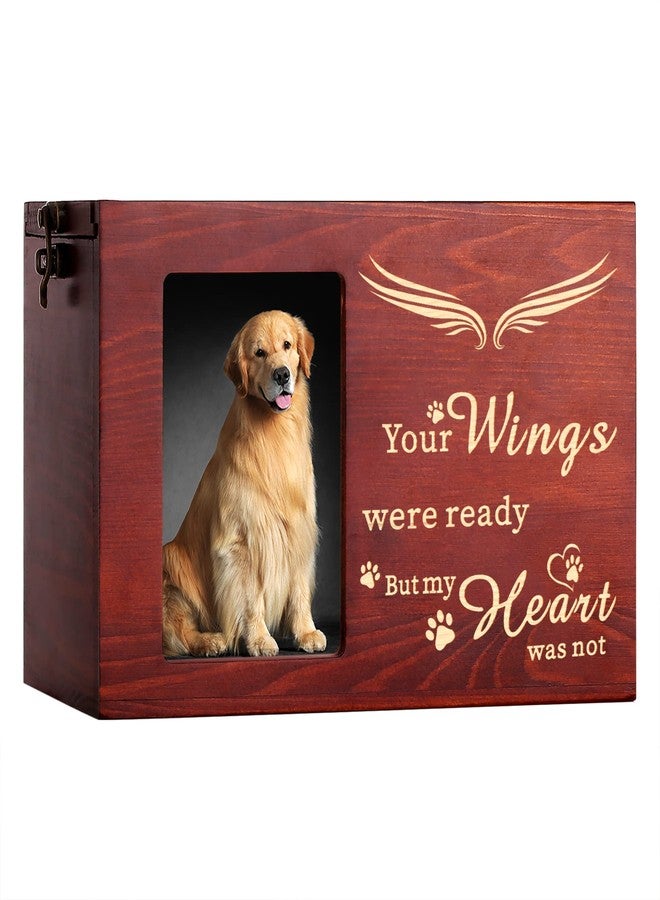 DGDCDV Pet Memorial Urns for Dog or Cat Ashes, Large Wooden Funeral Cremation Urns with Photo Frame, Keepsake Memory Box with Black Flannel Lining - Image 1