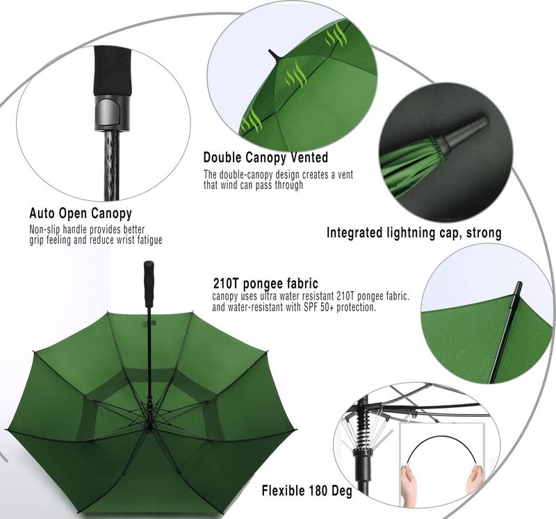 SIEPASA Golf Umbrella Large 62/68/72 Inch Automatic Open Golf Umbrella Extra Large Oversize Double Canopy Vented Umbrella Windproof Waterproof for Men and Women. - Image 5