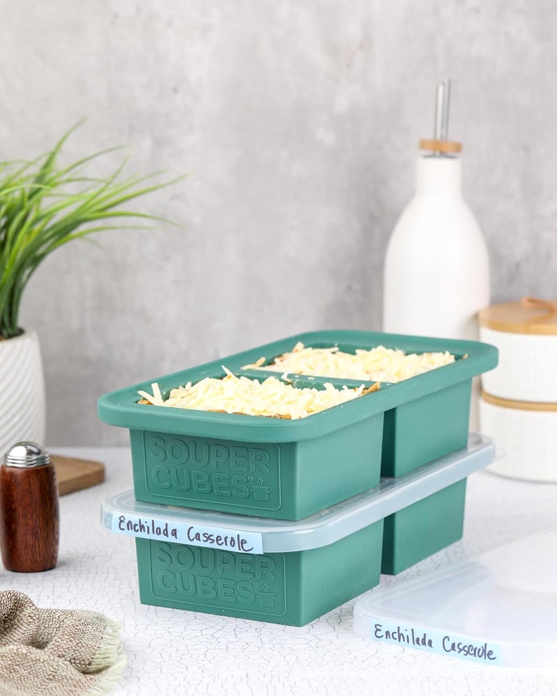 Souper Cubes قالب سوبر كيوبز سعة 2 كوب من السيليكون للتجميد، لون كالي، عبوة من قطعة واحدة | سيليكون معالج بالبلاتين 100%، آمن للفرن والميكروويف، مثالي لتجميد اللازانيا والطواجن والمزيد - Image 2