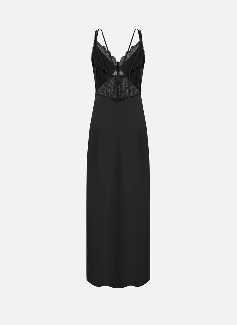 Lichi  Maxi dress with straps and lace insert on the bodice for Women | Best Price UAE