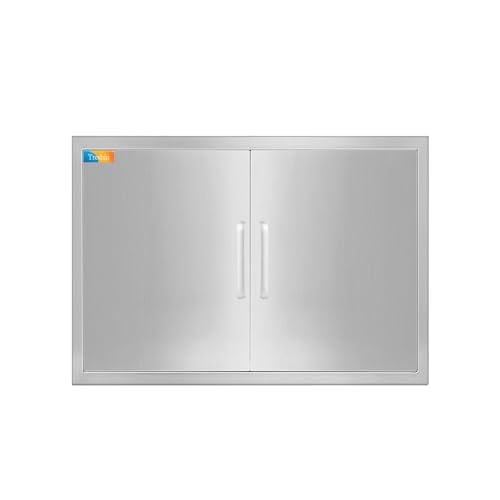 Treshin Outdoor Kitchen Doors 28" W x 21" H - Stainless Steel Double Door with Magnetic Closure, Durable and Easy to Clean BBQ Access Door - Perfect for Outdoor Kitchens, BBQ Islands - Image 1