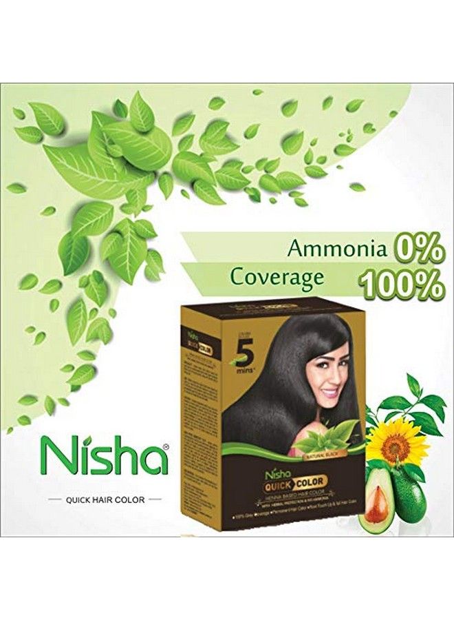 Nisha صبغة شعر سريعة 5 دقائق للنساء والرجال خالية من الأمونيا صبغة شعر قائمة على الحناء تغطية 100% للشعر الرمادي صبغة شعر سوداء لون شعر طبيعي أسود (60 جرام عبوة من 2) - Image 5
