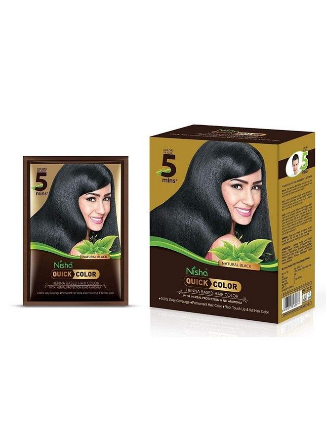Nisha صبغة شعر سريعة 5 دقائق للنساء والرجال خالية من الأمونيا صبغة شعر قائمة على الحناء تغطية 100% للشعر الرمادي صبغة شعر سوداء لون شعر طبيعي أسود (60 جرام عبوة من 2) - Image 4