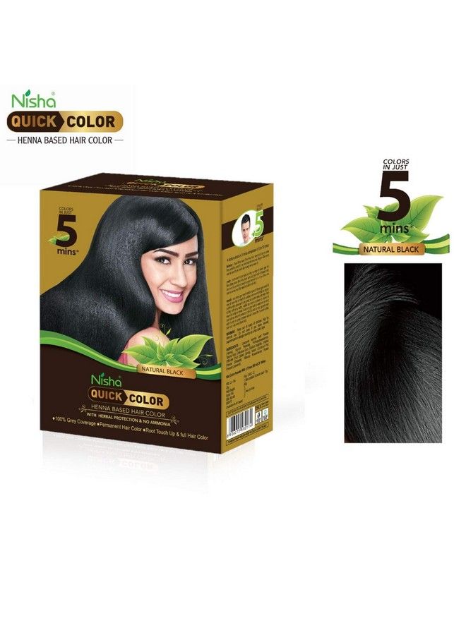 Nisha صبغة شعر سريعة 5 دقائق للنساء والرجال خالية من الأمونيا صبغة شعر قائمة على الحناء تغطية 100% للشعر الرمادي صبغة شعر سوداء لون شعر طبيعي أسود (60 جرام عبوة من 2) - Image 3