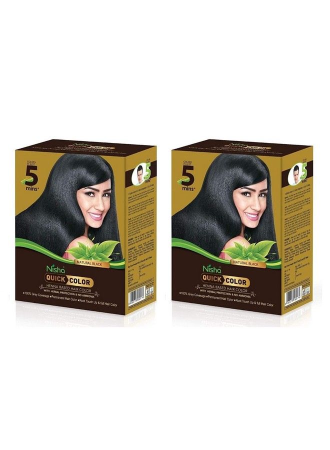 Nisha صبغة شعر سريعة 5 دقائق للنساء والرجال خالية من الأمونيا صبغة شعر قائمة على الحناء تغطية 100% للشعر الرمادي صبغة شعر سوداء لون شعر طبيعي أسود (60 جرام عبوة من 2) - Image 2