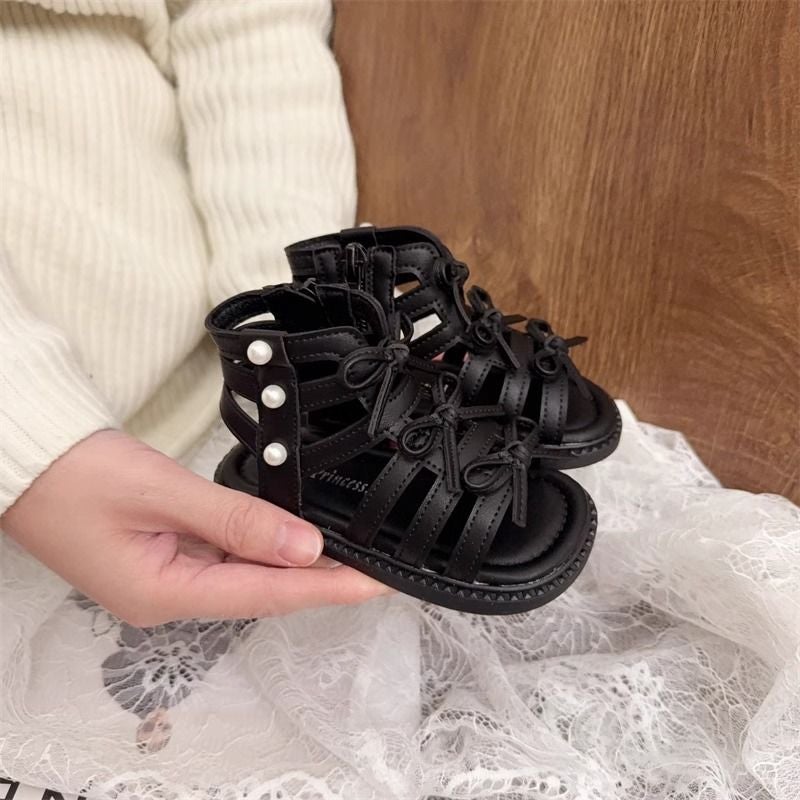 Baby Girl High-Top Fashionable Roman Shoes 2025 Open-Toe Fashionable Soft-Soled Princess Style Toddler Sandals - Image 1