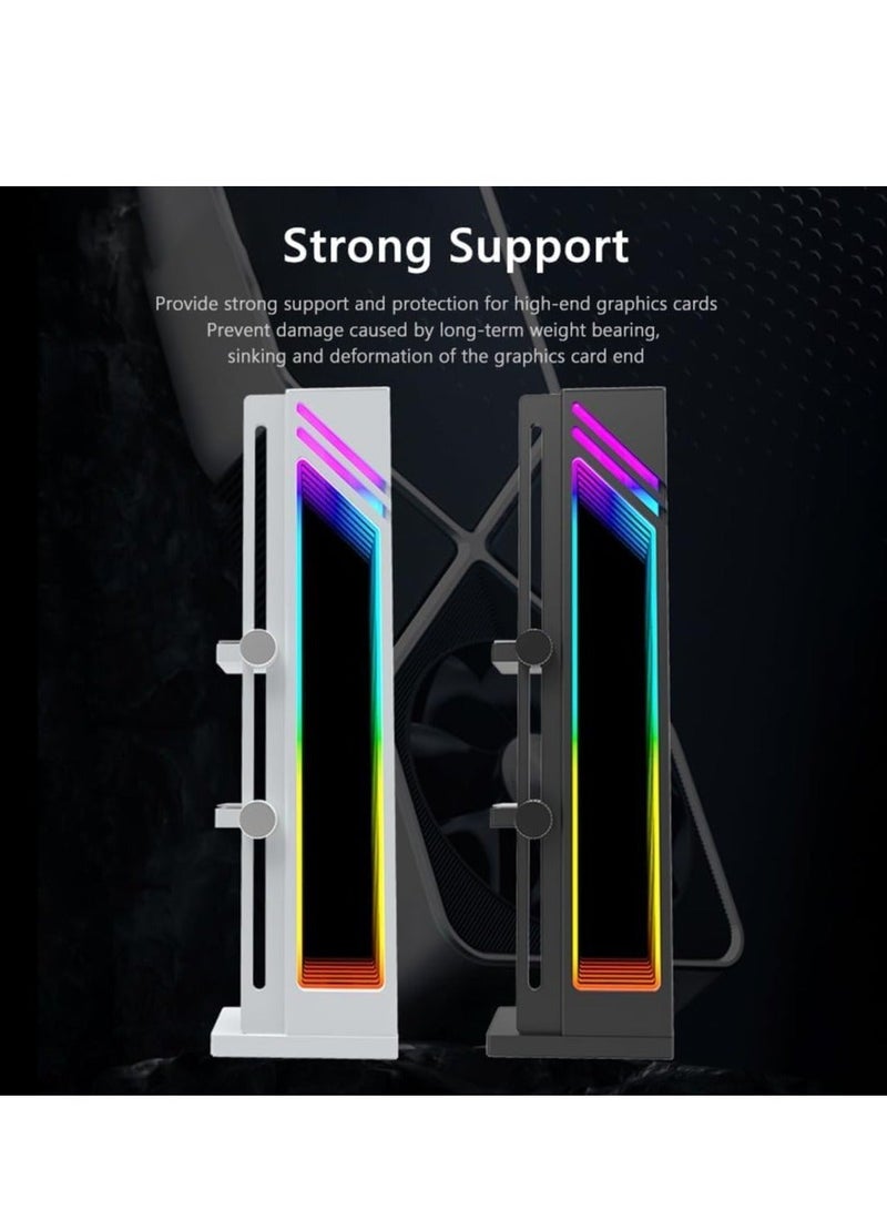 Graphics Card Support, ARGB GPU Stand Adjustable 5V 3PIN Video Card Holder Anti-sag Bracket Magnetic Base Anti-Skid Display Card Brace Rack Computer Graphic Processing Unit Accessories (Black)  - Image 3