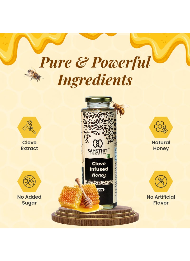Samsthiti Clove Infused Honey, 100% Natural Organic Raw Honey with Clove Extract, No Sugar, No Preservatives, Ayurvedic Herbal Sweetener for Digestion, Immunity, Oral Health & Bone Strength – 480g  - Image 2