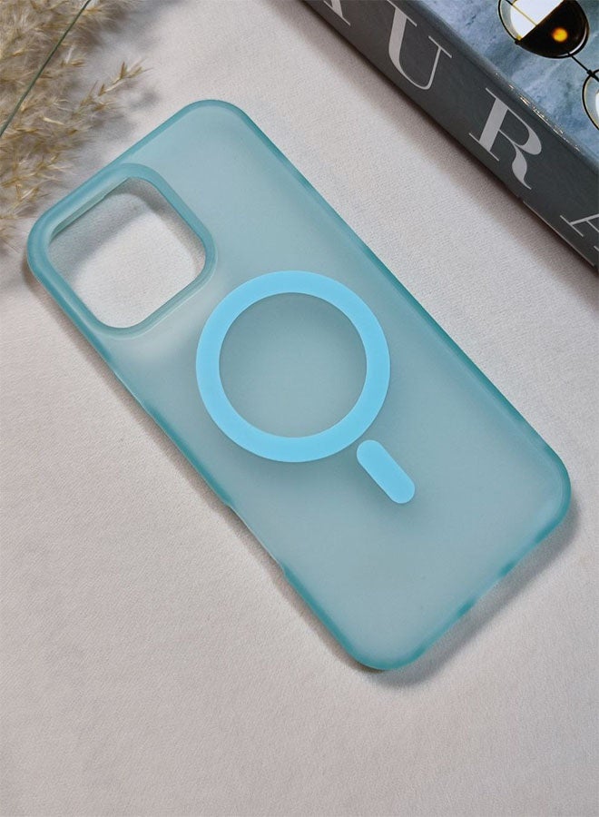 جراب مغناطيسى لهاتف ايفون 16 برو ماكس، يدعم الشحن اللاسلكى ماج سيف ، جراب مطفى نحيف مقاوم للبصامات والخدوش لهاتف ايفون 16 برو ماكس - أزرق سماوي - Image 3