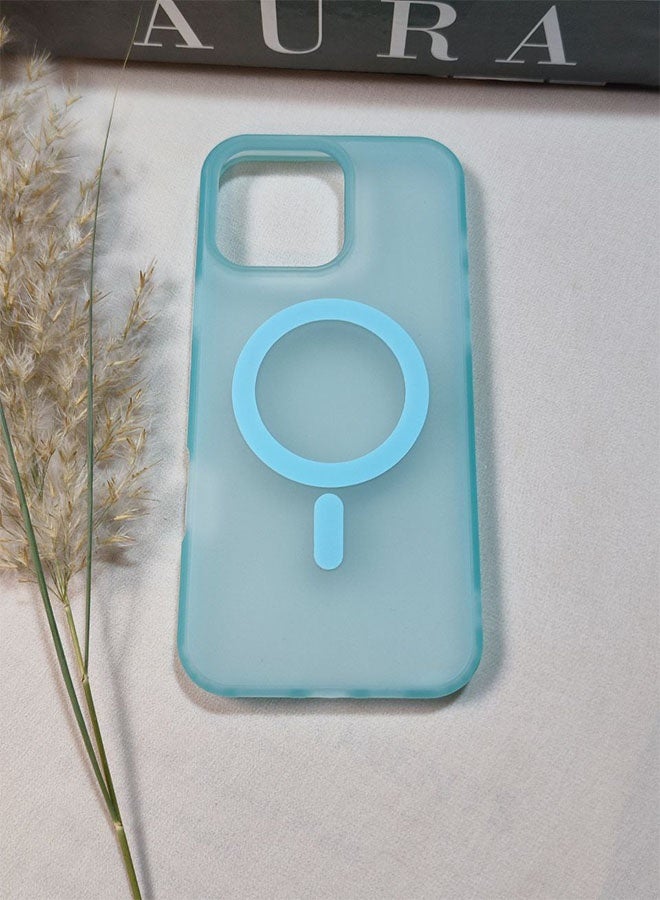 جراب مغناطيسى لهاتف ايفون 16 برو ماكس، يدعم الشحن اللاسلكى ماج سيف ، جراب مطفى نحيف مقاوم للبصامات والخدوش لهاتف ايفون 16 برو ماكس - أزرق سماوي - Image 4