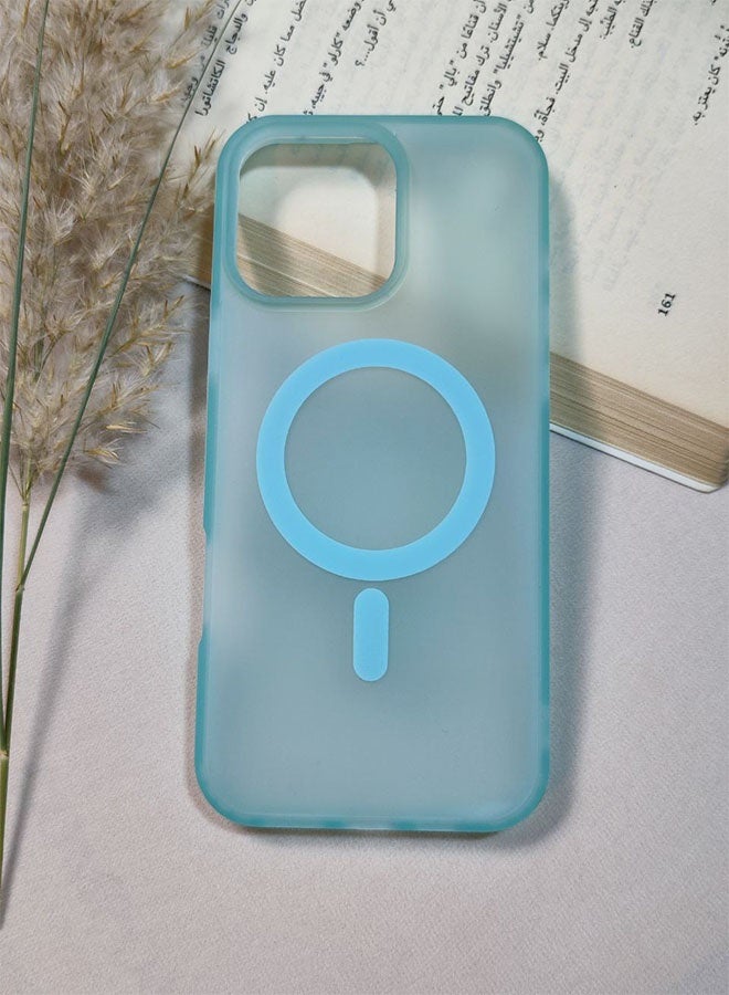 جراب مغناطيسى لهاتف ايفون 16 برو ماكس، يدعم الشحن اللاسلكى ماج سيف ، جراب مطفى نحيف مقاوم للبصامات والخدوش لهاتف ايفون 16 برو ماكس - أزرق سماوي - Image 2