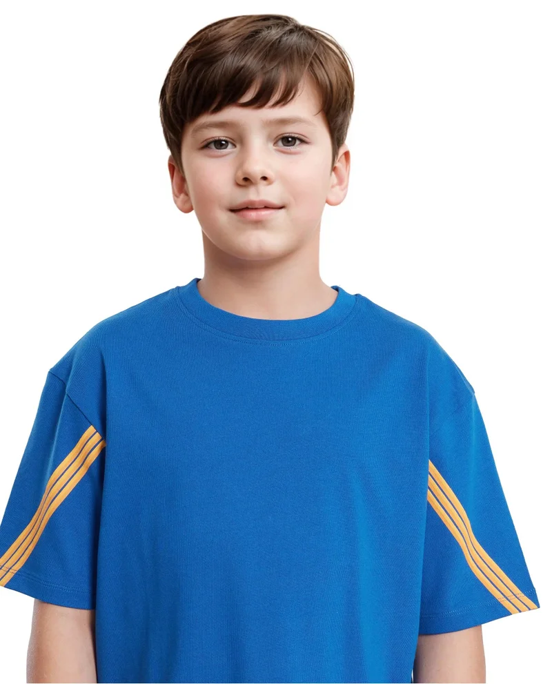 Rare Ones Rare Ones Kids Tsum Blue Cotton Half Sleeve Slip-On Printed Boxy Fit T-Shirt