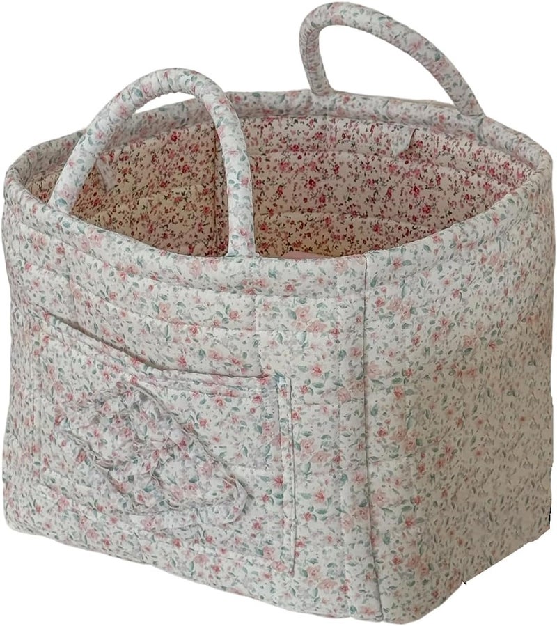 Quilted Cotton Laundry Hamper with Handle Foldable Design Dirty Clothes Basket for Home Use Portable Bin - Image 5