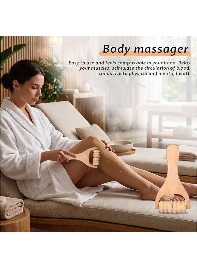 1 Pack 2 Pcs Handheld Wooden Massage Roller, Wood Massage Tools for Back, Leg, Foot & Muscle Pain Relief - Image 5
