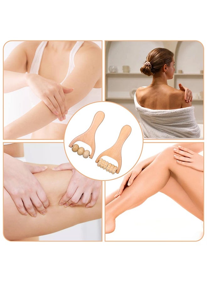1 Pack 2 Pcs Handheld Wooden Massage Roller, Wood Massage Tools for Back, Leg, Foot & Muscle Pain Relief - Image 4