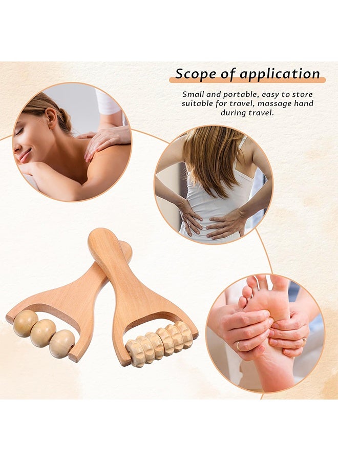 1 Pack 2 Pcs Handheld Wooden Massage Roller, Wood Massage Tools for Back, Leg, Foot & Muscle Pain Relief - Image 3