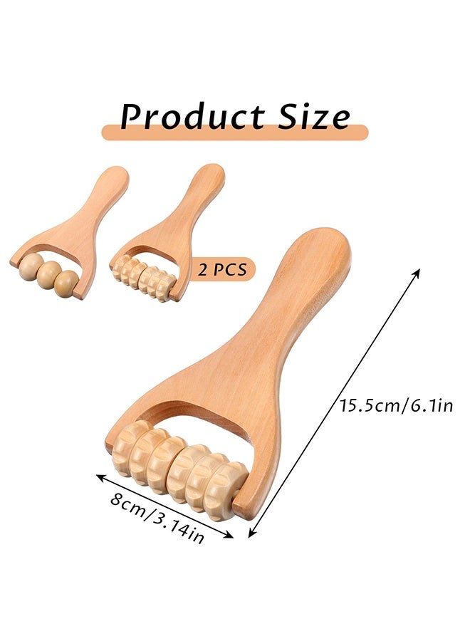 1 Pack 2 Pcs Handheld Wooden Massage Roller, Wood Massage Tools for Back, Leg, Foot & Muscle Pain Relief - Image 2
