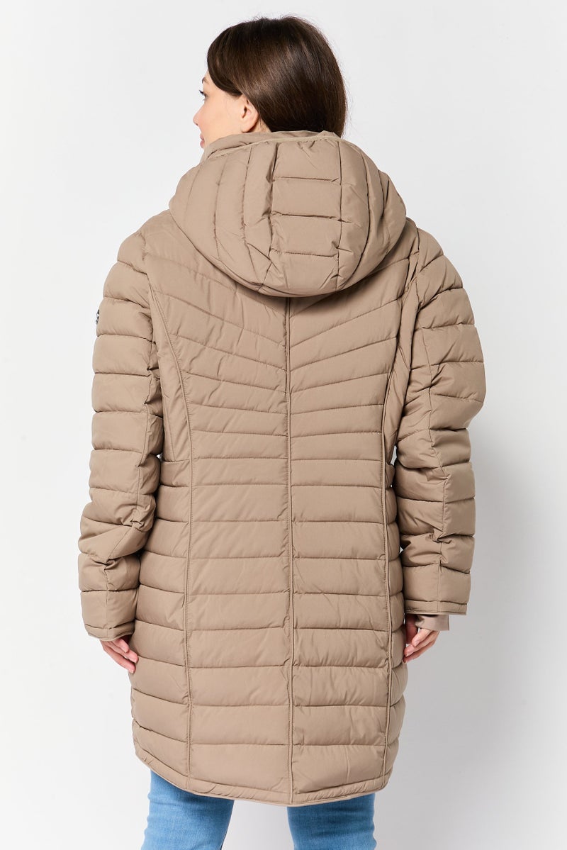Michael Kors Women Quilted Puffer Jacket, Taupe - Image 4