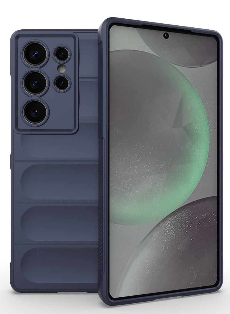 جراب موبايل ماجيك شيلد  سيليكون مضاد للصدمات وحمايه للكاميرا متوافق   Samsung Galaxy S25 Ultra (ازرق غامق) - Image 1