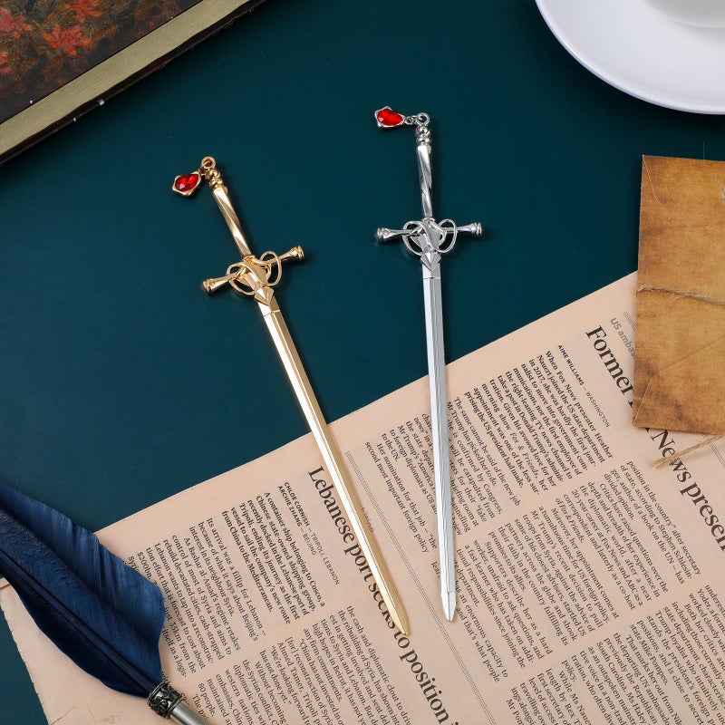 Jeffdad 2Pcs Sword Katana Bookmarks Vintage Silver Metal Pendant Bookmarks Unique Book Lovers Presents Valentine's Day Gifts Thanks Gift for Boyfriend - Image 3