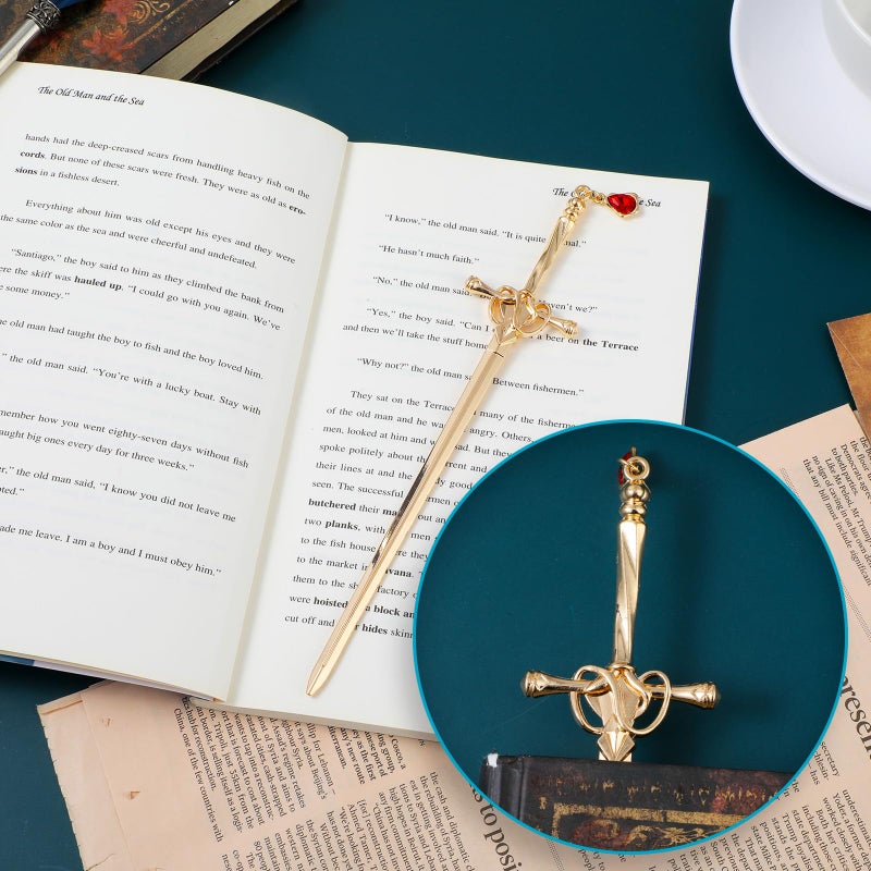 Jeffdad 2Pcs Sword Katana Bookmarks Vintage Silver Metal Pendant Bookmarks Unique Book Lovers Presents Valentine's Day Gifts Thanks Gift for Boyfriend - Image 4
