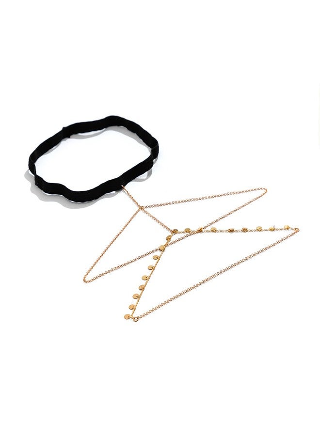 Rotaiboes Simple Gothic Black Metal Leg Chain Bikini Layered Thigh Body Chain Jewelry Summer Beach Elastic Adjustable Thigh Chain Jewelry for Women (Gold) - Image 5