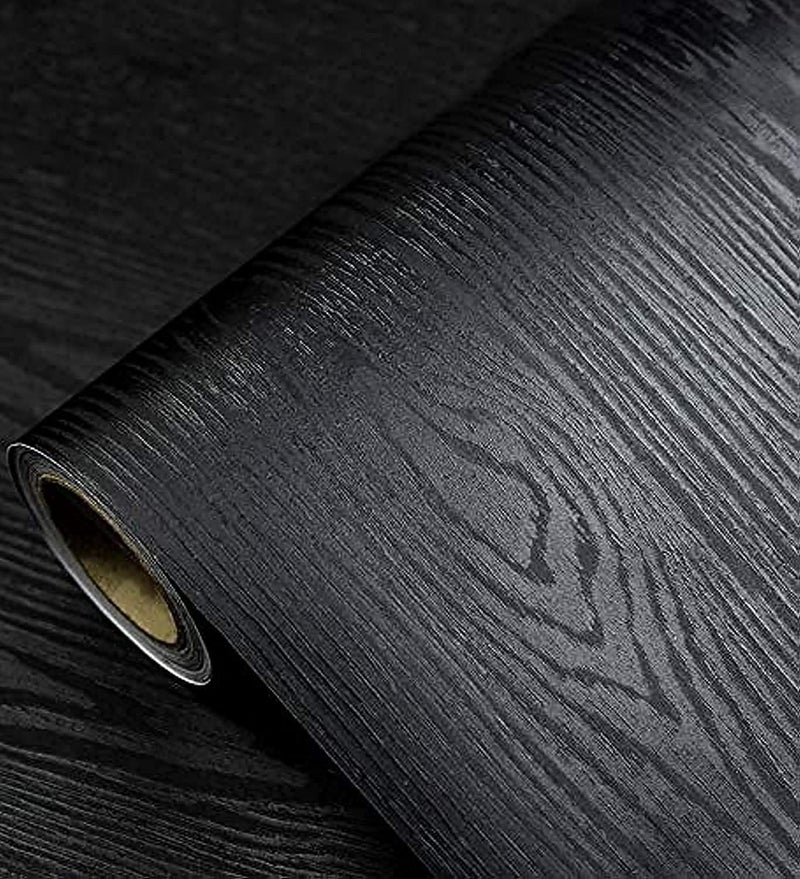tiltil Black Wallpaper - Wood Peel and Stick Wallpaper – Black Wood Self-Adhesive & Removable Wall paper for Countertop Furniture Kitchen Wall, Countertop Contact Paper, Easy to Clean, 11.8''×590'' Vinyl - Image 1