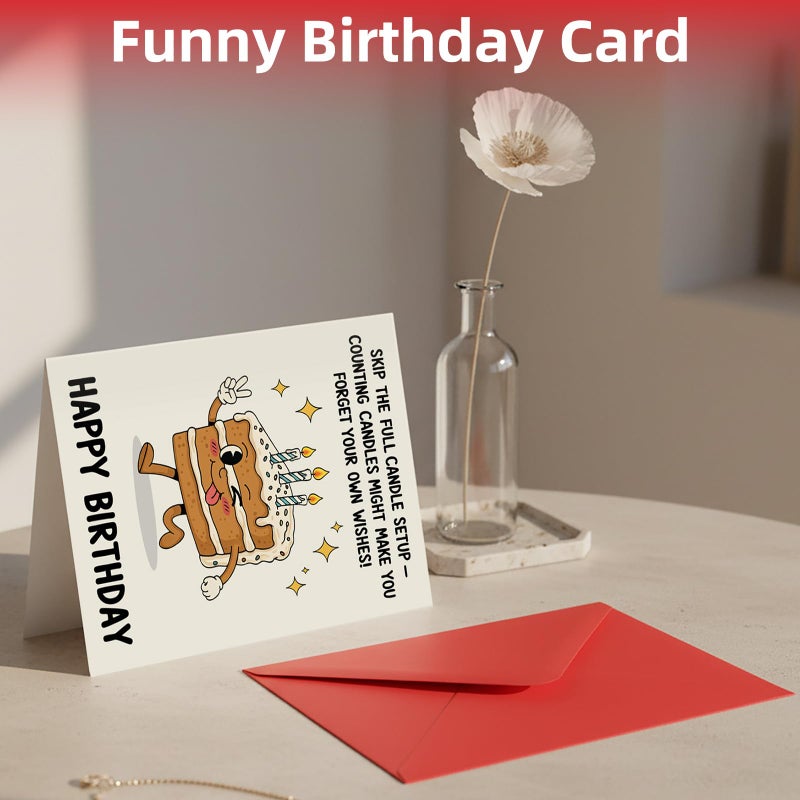 FunisFun Funny Birthday Cards for Women Men Happy Birthday Greeting Cards Humorous Gifts for Dad Mom Brother Sister (Cake) - Image 3