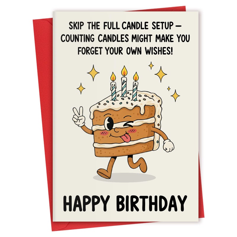 FunisFun Funny Birthday Cards for Women Men Happy Birthday Greeting Cards Humorous Gifts for Dad Mom Brother Sister (Cake) - Image 1