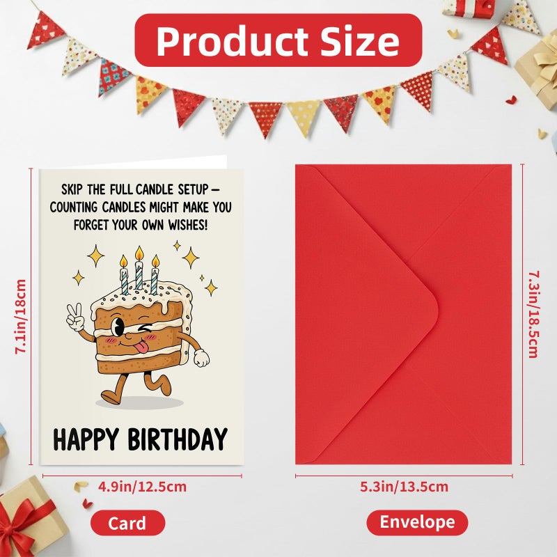 FunisFun Funny Birthday Cards for Women Men Happy Birthday Greeting Cards Humorous Gifts for Dad Mom Brother Sister (Cake) - Image 2