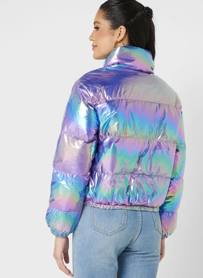 Ginger Holographic Quilted Padded Jacket