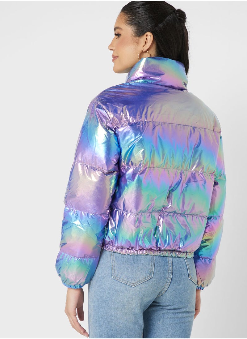 Ginger - Holographic Quilted Padded Jacket - Image 1