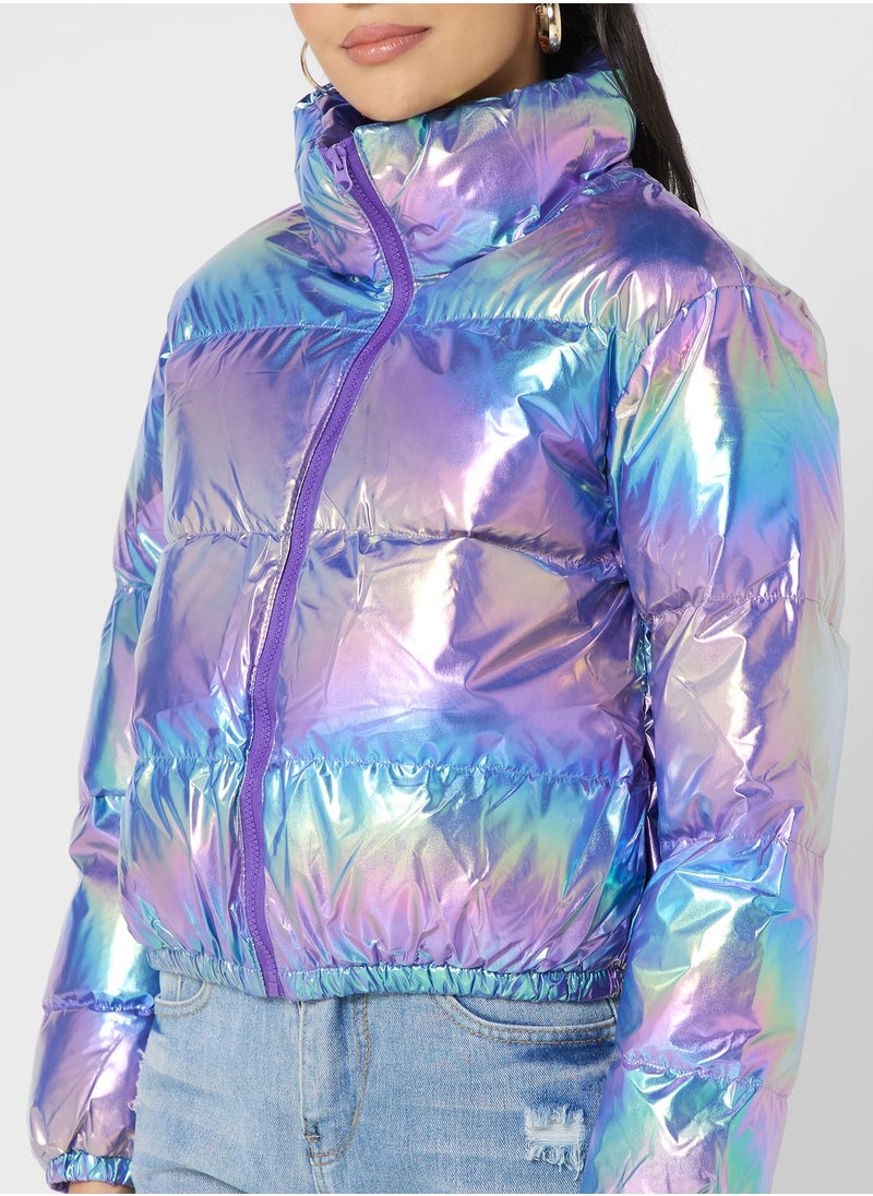 Ginger - Holographic Quilted Padded Jacket - Image 1