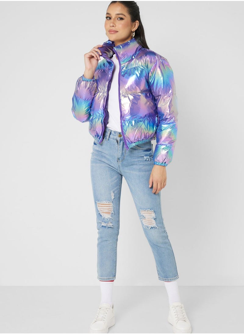 Ginger - Holographic Quilted Padded Jacket - Image 1